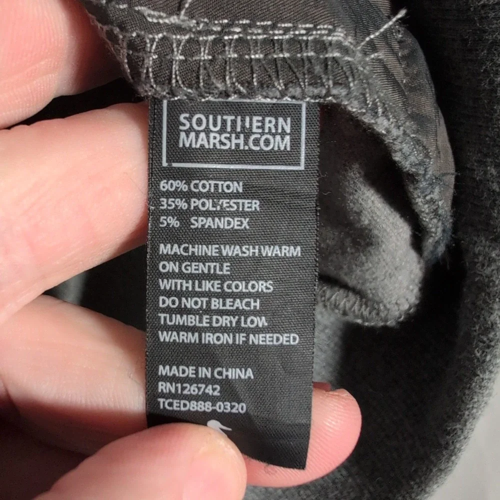 Southern Marsh 1/4 Zip Pullover Sweater Gray Black Richardson Stretch Mens M